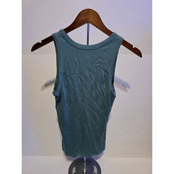 A New Day Women's Green Ribbed Tank Top Size L Sleeveless Stretchy Basic Casual - Picture 1 of 3
